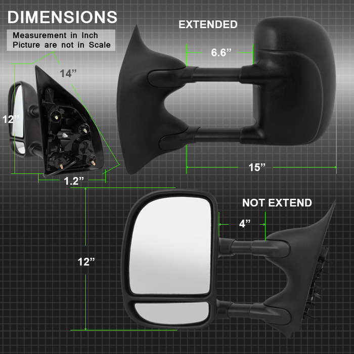 Factory Style Tow Mirrors 9907 Ford F250F550 Super Duty / 0105