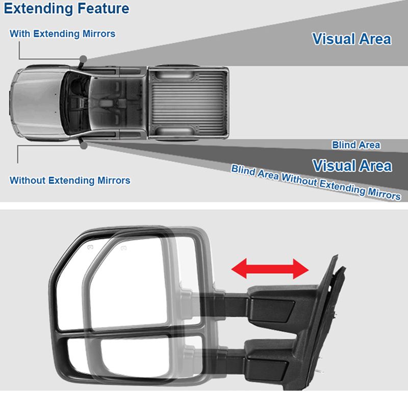 Factory Style Tow Mirrors 9916 Ford F250 F350 Chrome Power Heated