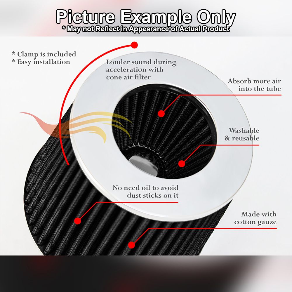thumbnail image 2 of Universal Clamp-On Engine 3/3.5/4inch Inlet Cold Air Intake Cone 2 of 11