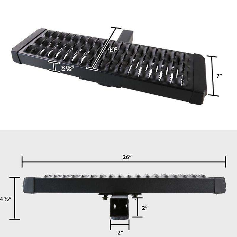 Black Rear Hitch Step Bar For Truck SUV 2 Hitch Receiver Long Guard