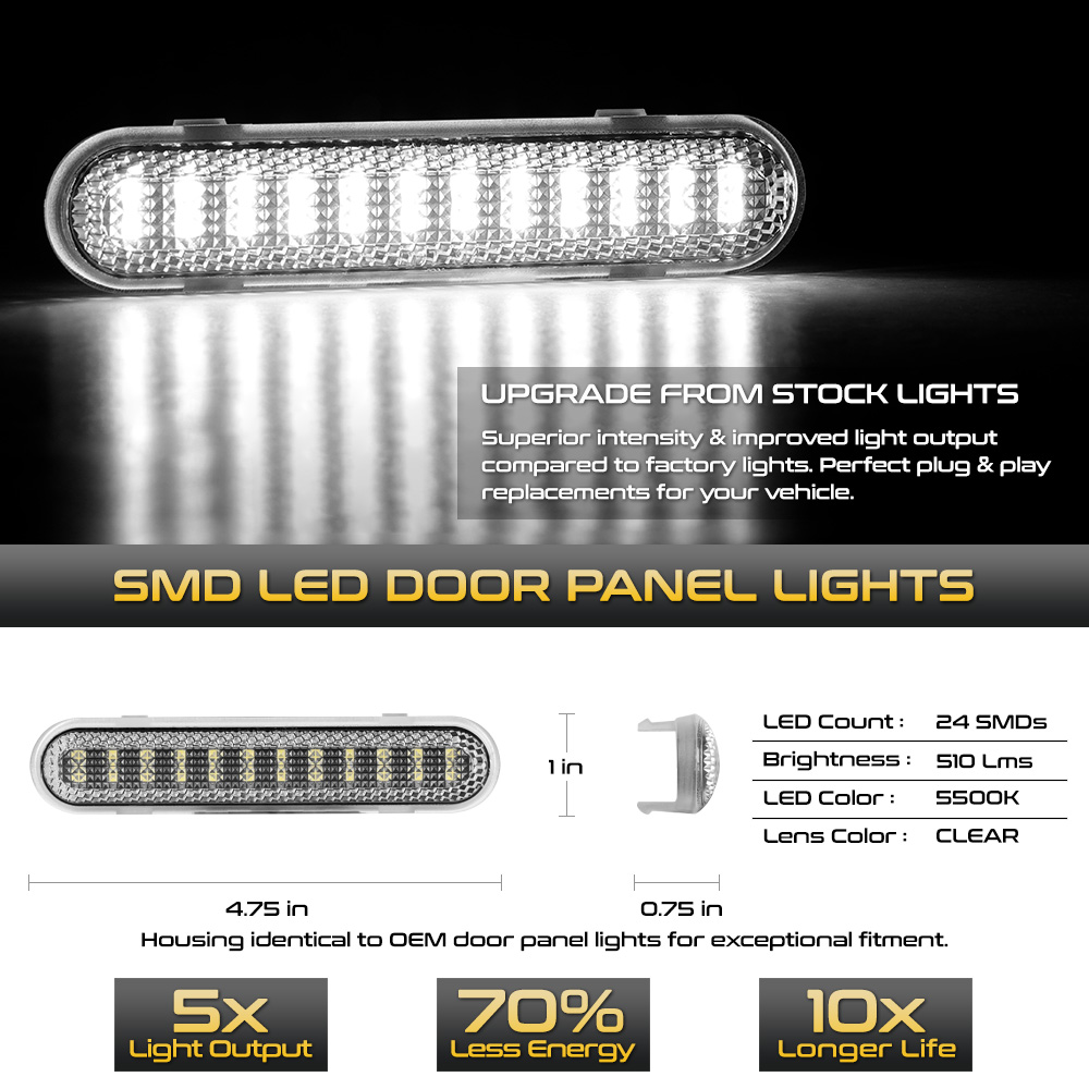 Chevy Silverado / GMC Sierra Crew CabWhite LED Interior Door Panel Light White LACDPACVTH95C
