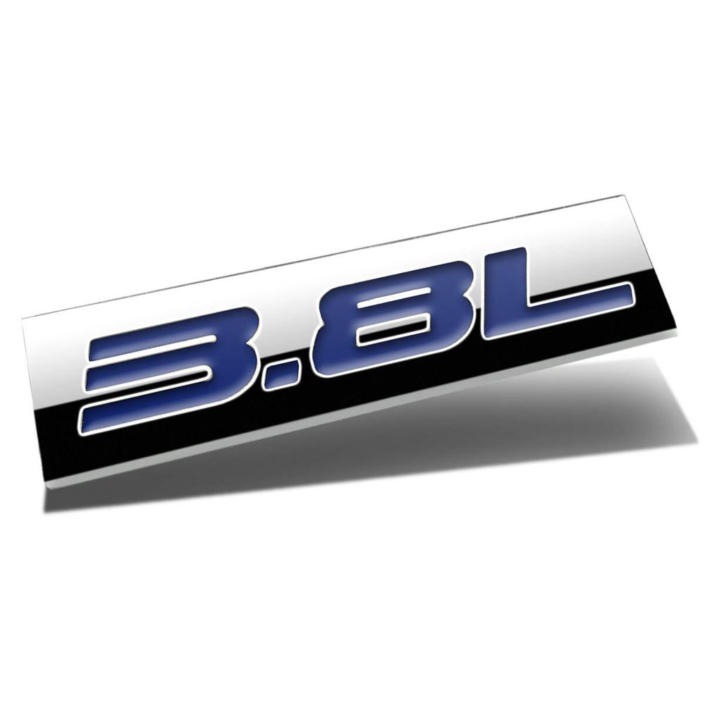 Chrome Finish Metal Emblem - 3.8L - Blue Letters
