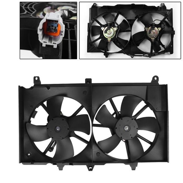 Dual Radiator Cooling Fan Blades Motors Shroud Assembly For 0709 Nissan 350Z