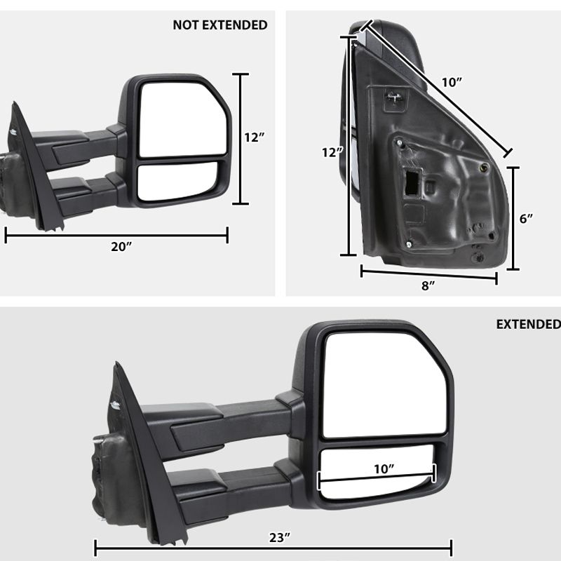 Factory Style Tow Mirrors Ford 1518 F150 Pickup Black Manual Extendable Towing Mirrors