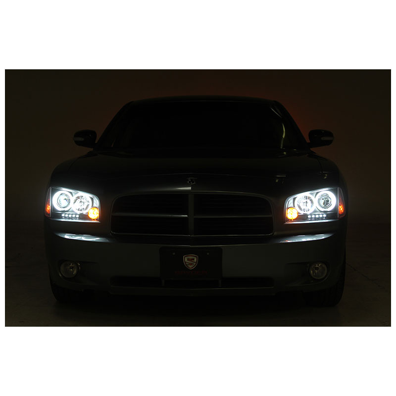 HID Xenon + 0510 Dodge Charger Halo LED Projector Headlights + Corner