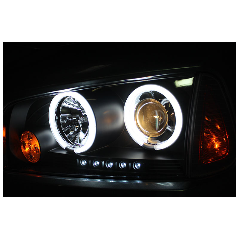 HID Xenon + 0510 Dodge Charger Halo LED Projector Headlights + Corner