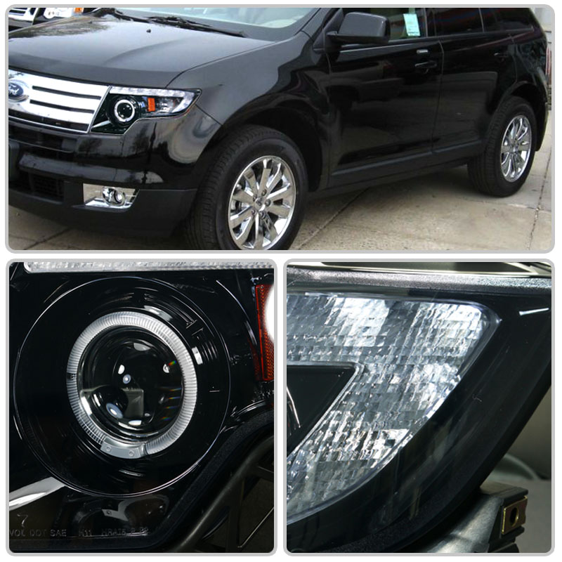 HID Xenon + 0710 Ford Edge Halo & LED DRL Projector Headlights Chrome