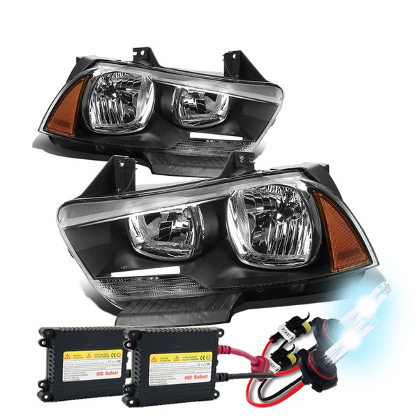 HID Xenon + 1114 Dodge Charger Euro Style Headlights Black