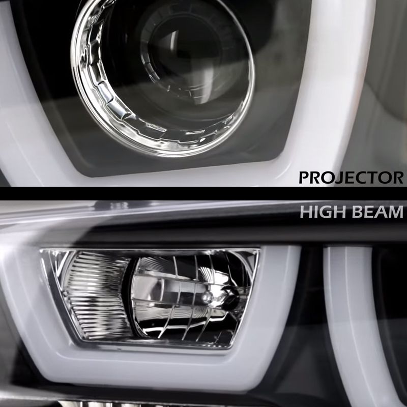 HID Xenon + 1114 Dodge Charger LED Bar Projector Headlights Gloss Black