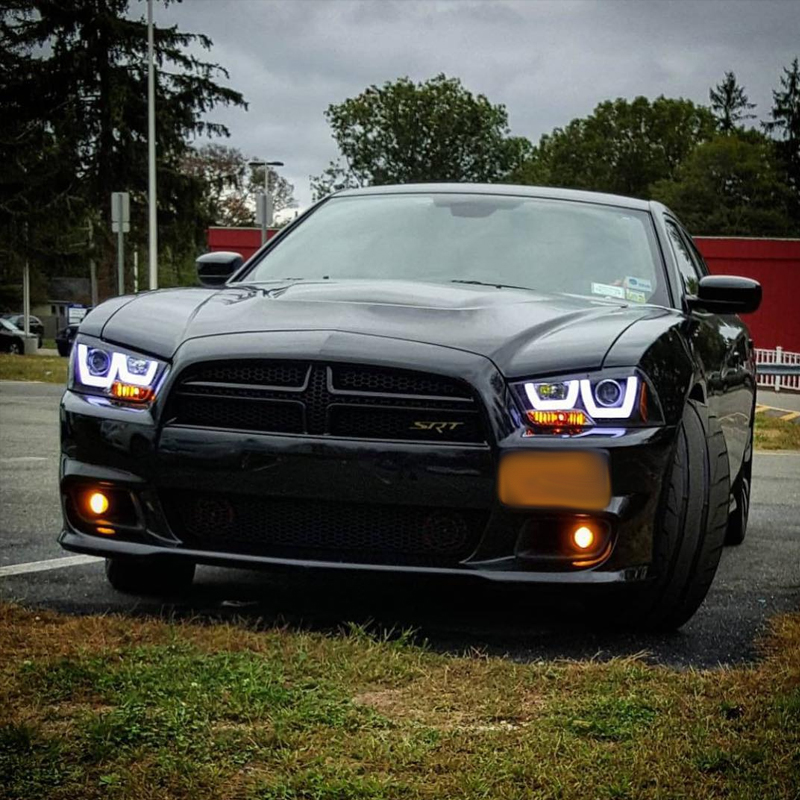 HID Xenon + 1114 Dodge Charger LED Bar Projector Headlights Gloss Black
