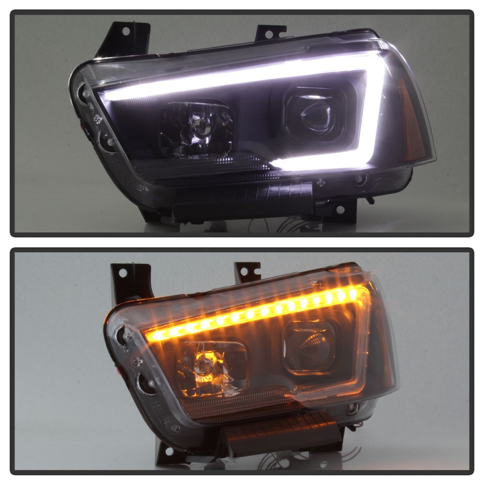 HID Xenon + 1114 Dodge Charger [Halogen Type] LED DRL Projector Headlights Black