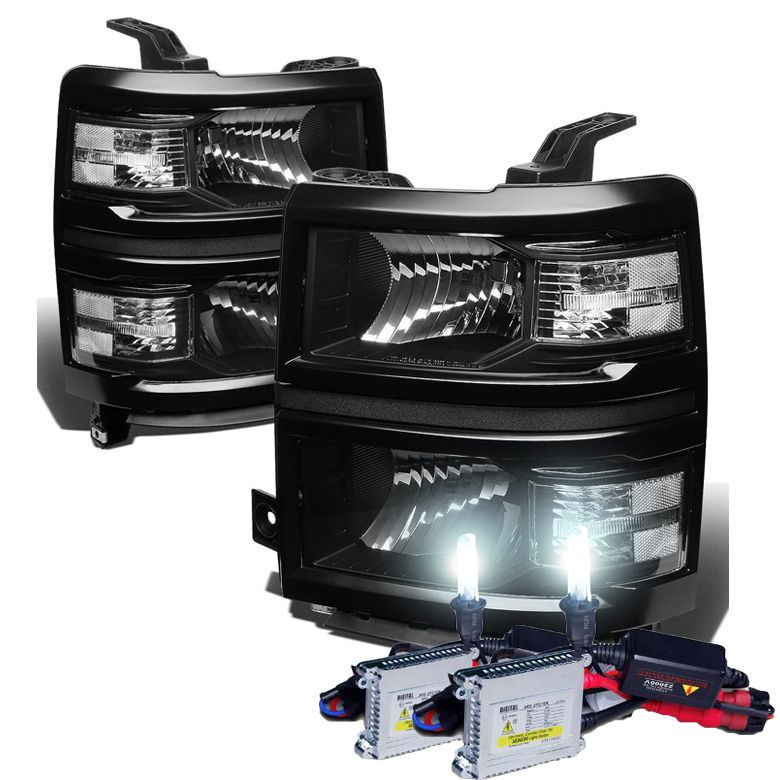 HID Xenon + 1415 Chevy Silverado 1500 Replacement Crystal Headlights