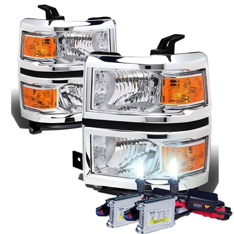 HID Xenon + 1415 Chevy Silverado Replacement Crystal Headlights