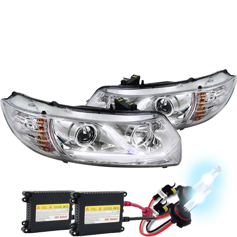 HID Xenon + 20062011 Honda Civic Coupe LED DRL Projector Headlights Chrome