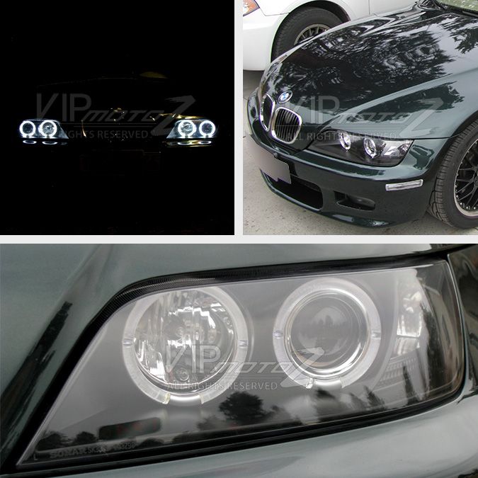 HID Xenon + 1996-2002 BMW Z3 Angel Eye Halo Projector Headlights - Chrome