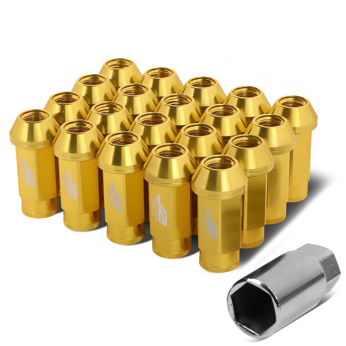 J2 ENGINEERING 7075 ALUMINUM M12X1.5 20PCS 50MM CLOSE-END LUG NUT