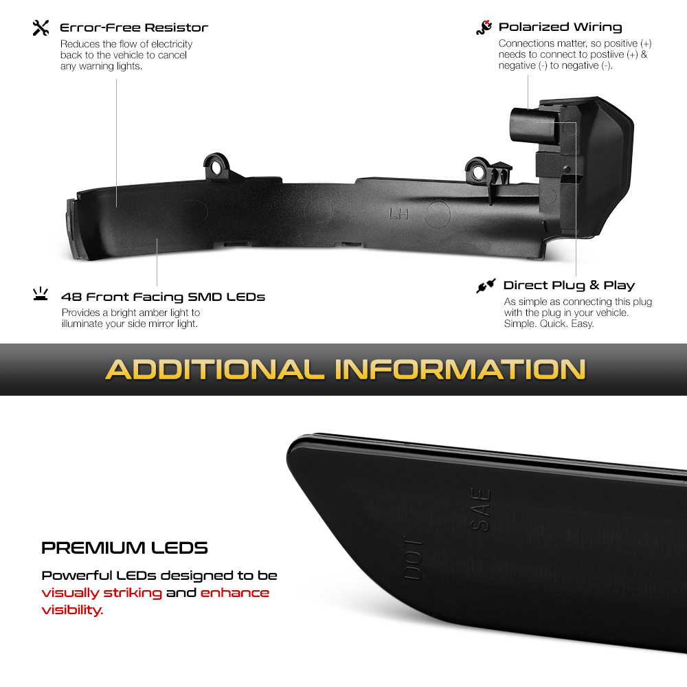 Jaguar FType/XF/XJ/XE Sequential Signal Amber LED Side Mirror Light