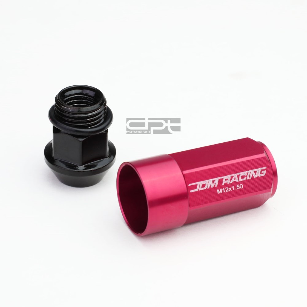 JDM Aluminum Pink Lug Nuts W/Cap+Adapter 20Pcs/Set M12X1.5 23MM OD/53MM