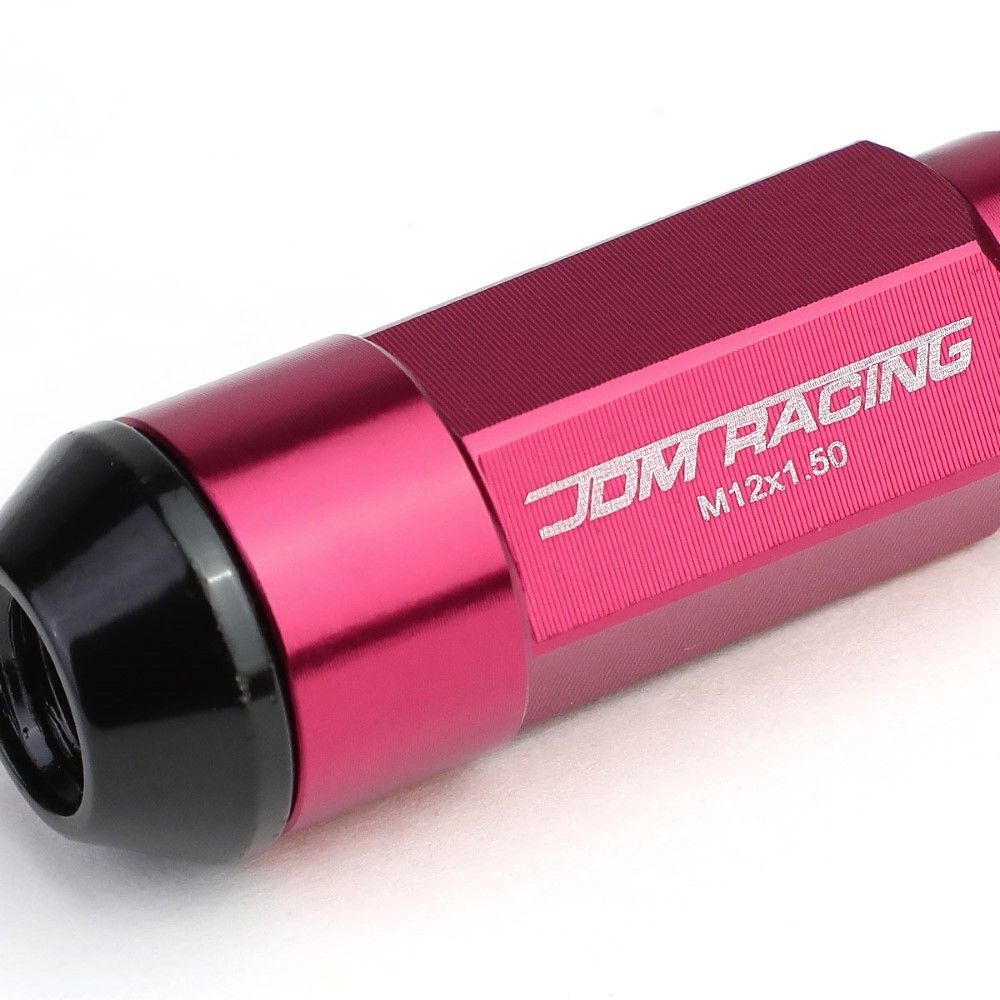 JDM Aluminum Pink Lug Nuts W/Cap+Adapter 20Pcs/Set M12X1.5 23MM OD/83MM