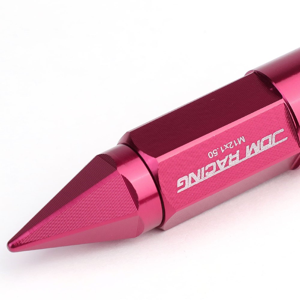 JDM Aluminum Pink Lug Nuts W/Cap+Adapter 20Pcs/Set M12X1.5 23MM OD/83MM