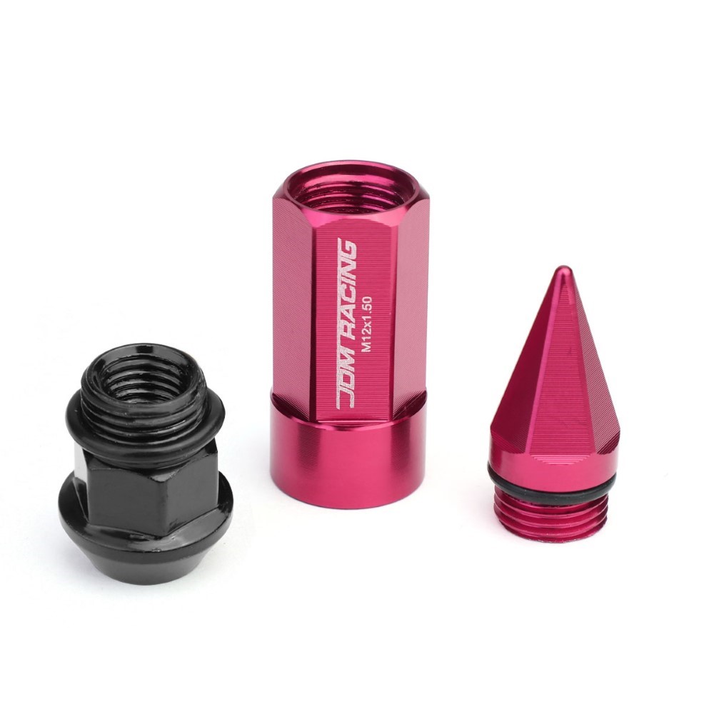 JDM Aluminum Pink Lug Nuts W/Cap+Adapter 20Pcs/Set M12X1.5 23MM OD/83MM
