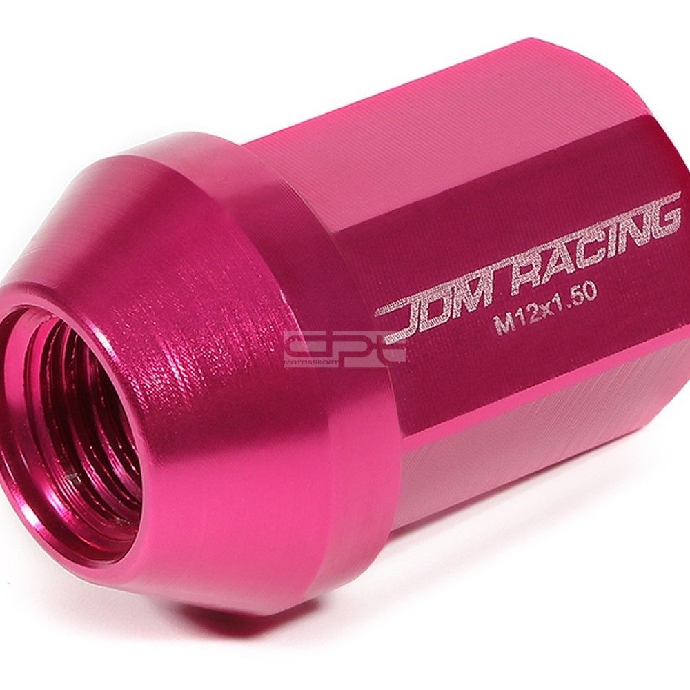 JDM CloseEnd Aluminum Pink 20 Lug Nuts Set+Adapter M12X1.5 25MM OD