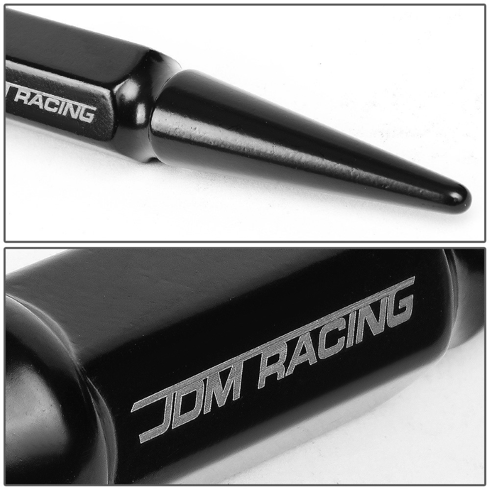 JDM ClosedEnd Steel Black 24 Lug Nuts Set+Lock Key M14X1.5 23MM OD