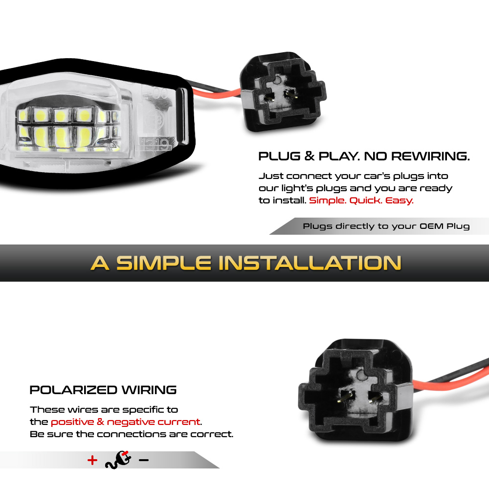 LED License Plate Light Tag Lamp Honda Accord Civic Acura TSX TL ILX LACLPHA03