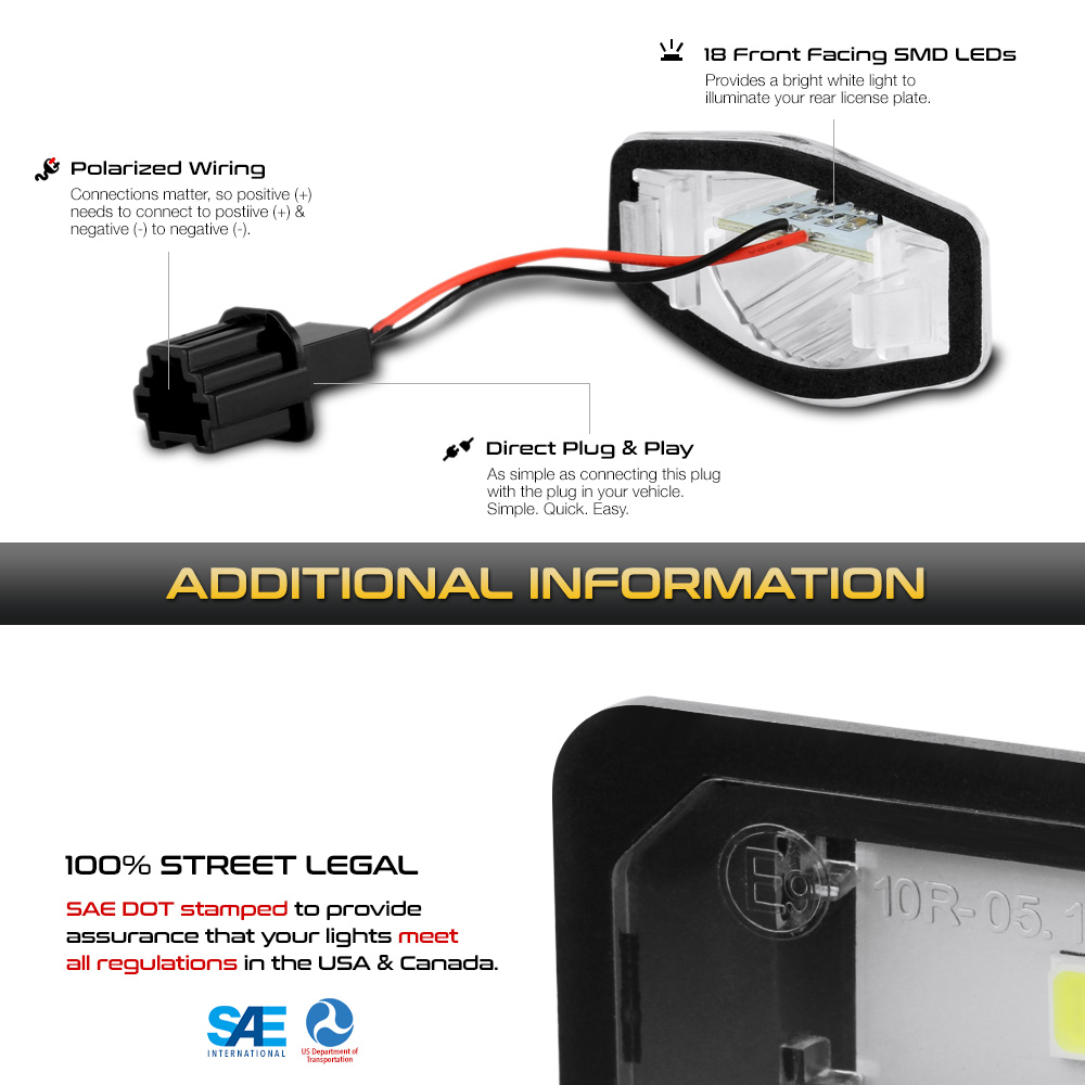 LED License Plate Light Tag Lamp Honda CRV/Fit/Odyssey/Element LAC