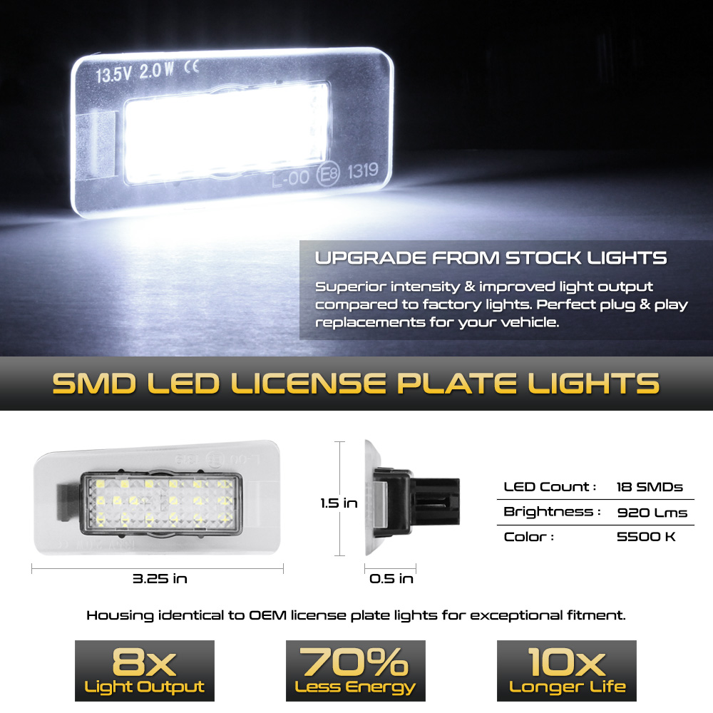 LED License Plate Light Tag Lamp Hyundai Elantra Accent Kia Forte