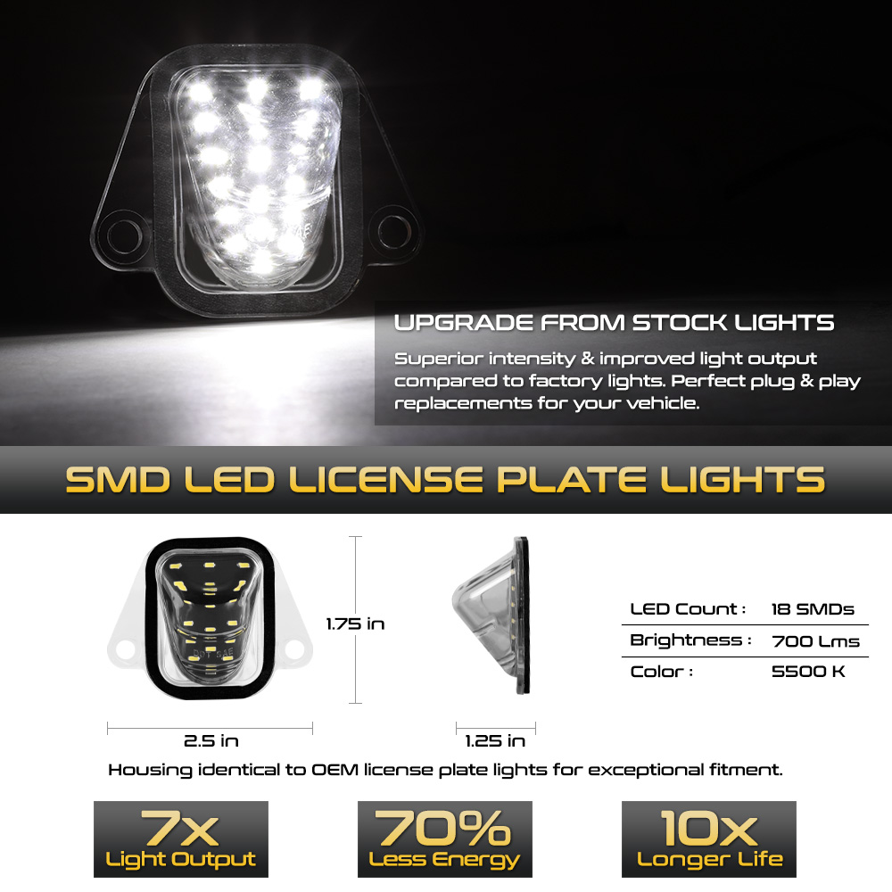 LED License Plate Tag Lights For 20072014 Suburban Tahoe Yukon