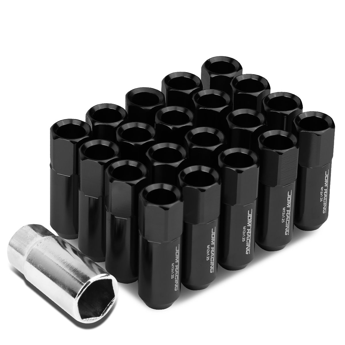 M12 x 1.25 Open End 20Piece Anodized Aluminum Alloy Wheel Lug Nuts Nuts + Deep Drive Extension