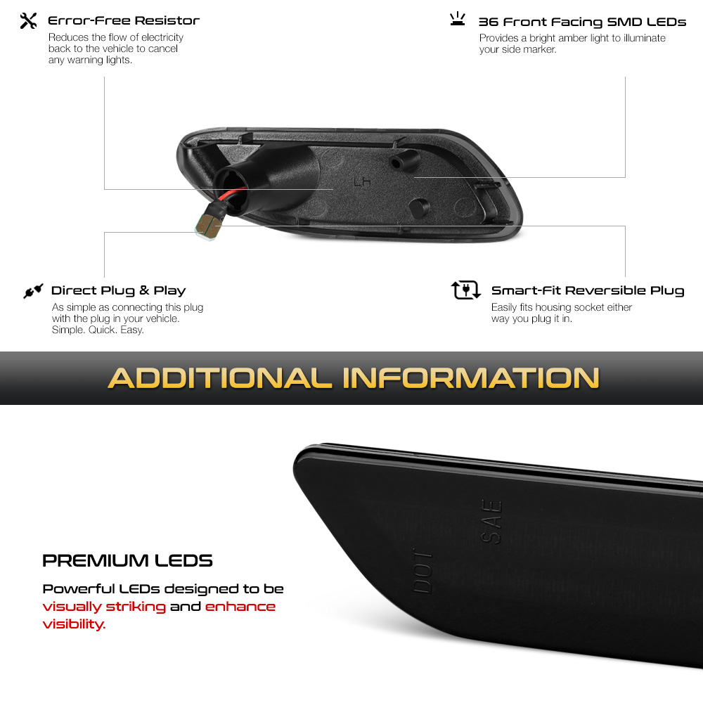 Mbenz W203 Benz 0107 C230 C240 C320 Amber LED Side Marker Lights