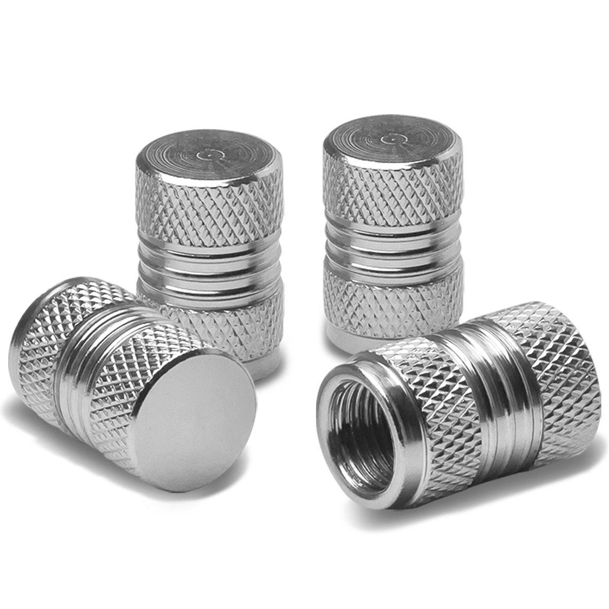 Meshed Style Polished Aluminum Tire Valve Stem Cap (Pack of 4) Silver