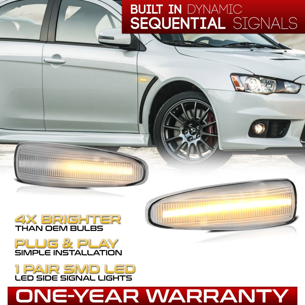 Mitsubishi Lancer/EVO X/Outlander Sequential Signal LED Side Marker Lights Clear Lens LAC