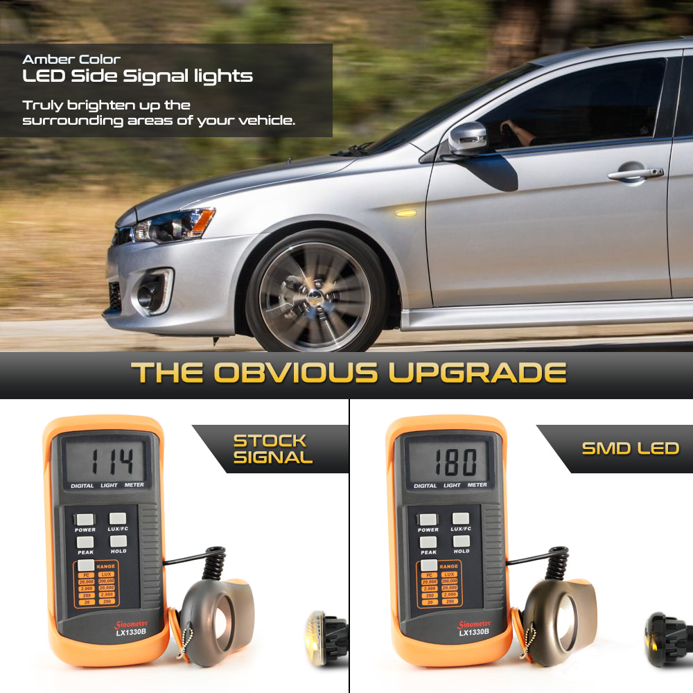 Mitsubishi Lancer/EVO X/Outlander Sequential Signal LED Side Marker Lights Smoked Lens LAC