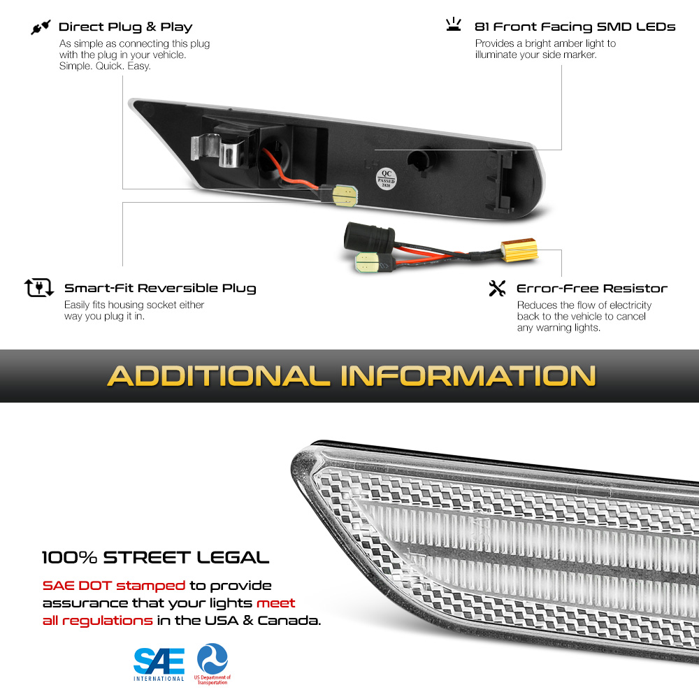 Dynamic Amber Side Marker Light For Porsche Boxster 986 996