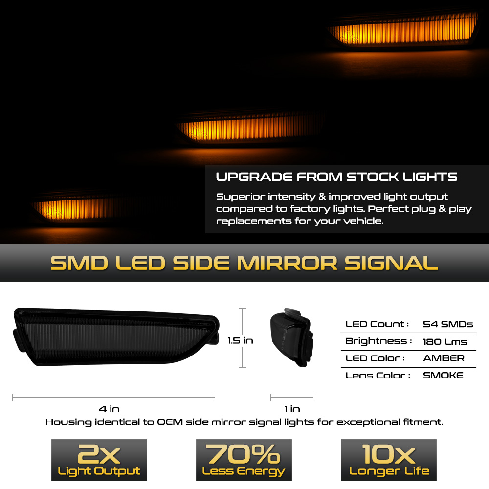 Sequential Signal Amber LED Side Mirror Lights 20112022 Chrysler 300