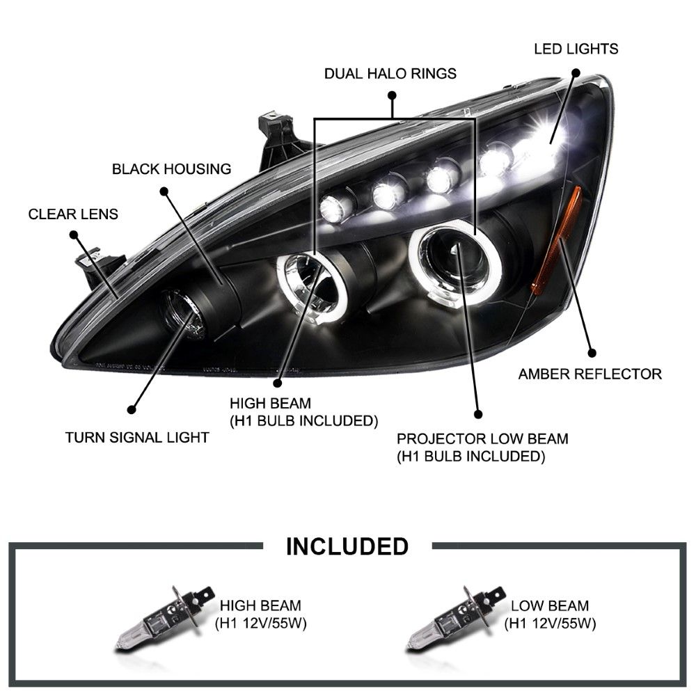 SpecD 0307 Honda Accord Angel Eye Halo & LED Strip Projector
