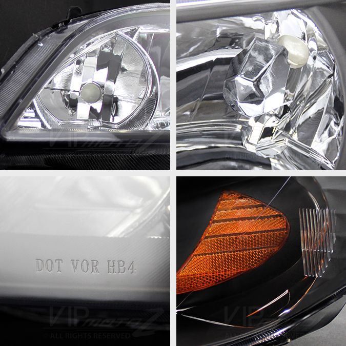 0405 Honda Civic JDM Style Crystal Headlights Black