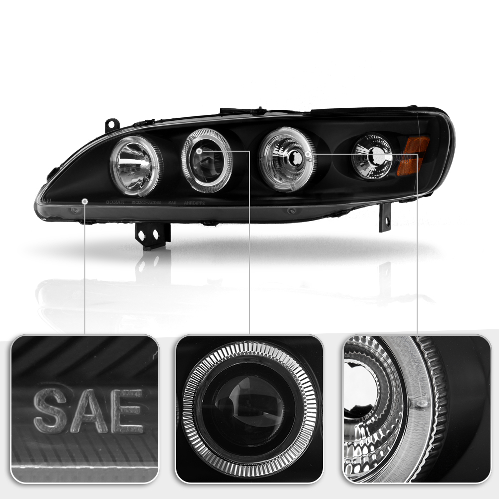 Spyder 9802 Honda Accord Angel Eye Halo Projector Headlights Black