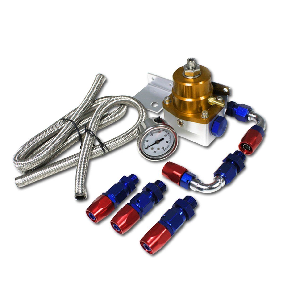 Toyota Supra 60psi Injected Bypass Fuel Pressure Regulator+ Liquid Filled Gauge Gold