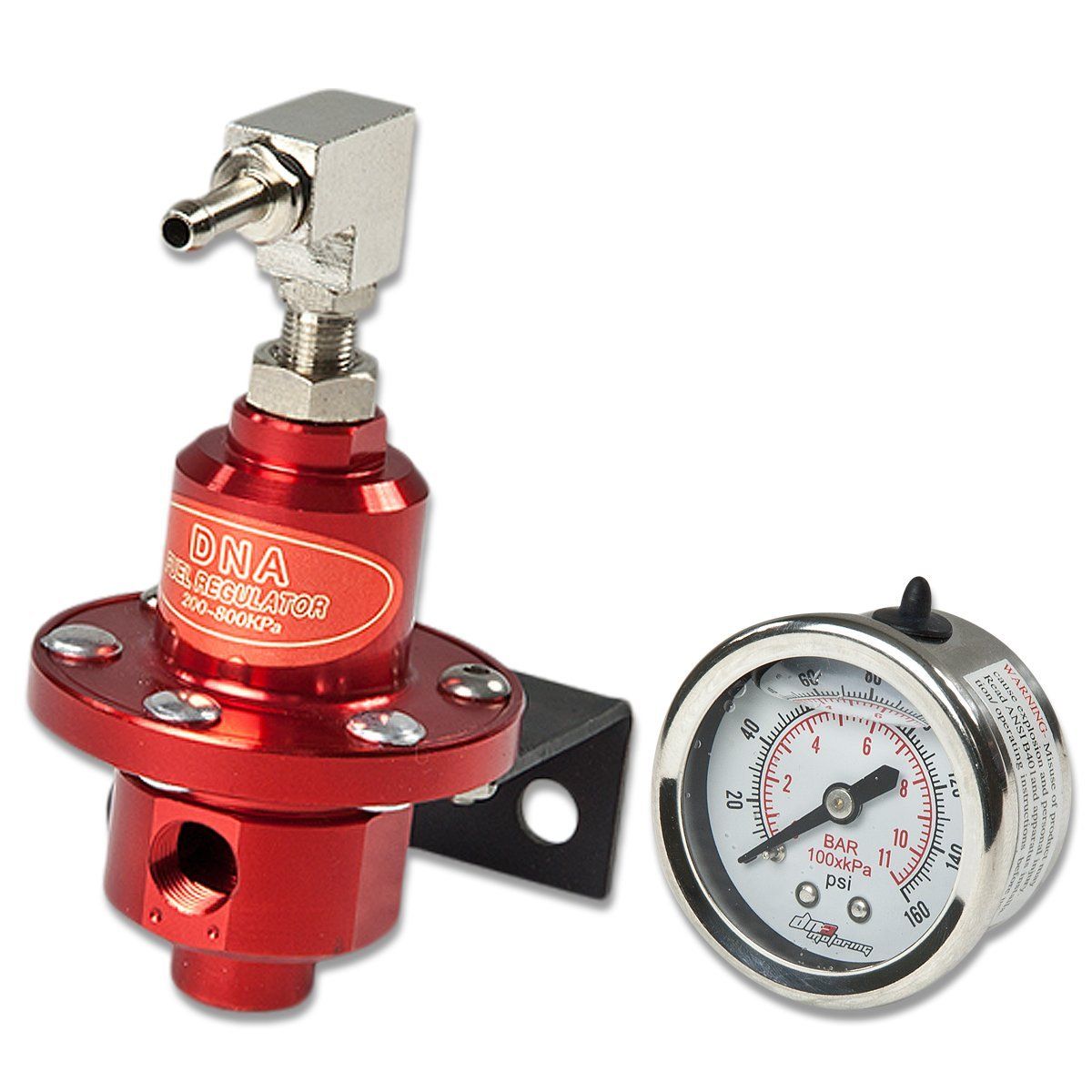 Universal 160 PSI Adjustable Red Chrome Fuel Pressure Regulator & Oil ...