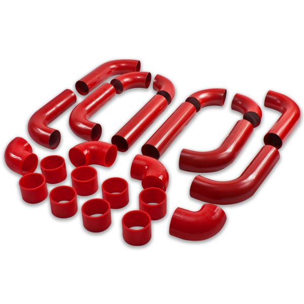 UNIVERSAL TYPE2 12PC 2.5" ALUMINUM INTERCOOLER PIPING + SILICONE HOSE