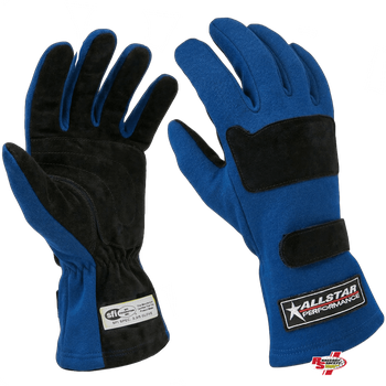 ALLSTAR Performance Driving Gloves SFI Double Layer Nomex Blue <br>SFI 3.3/5