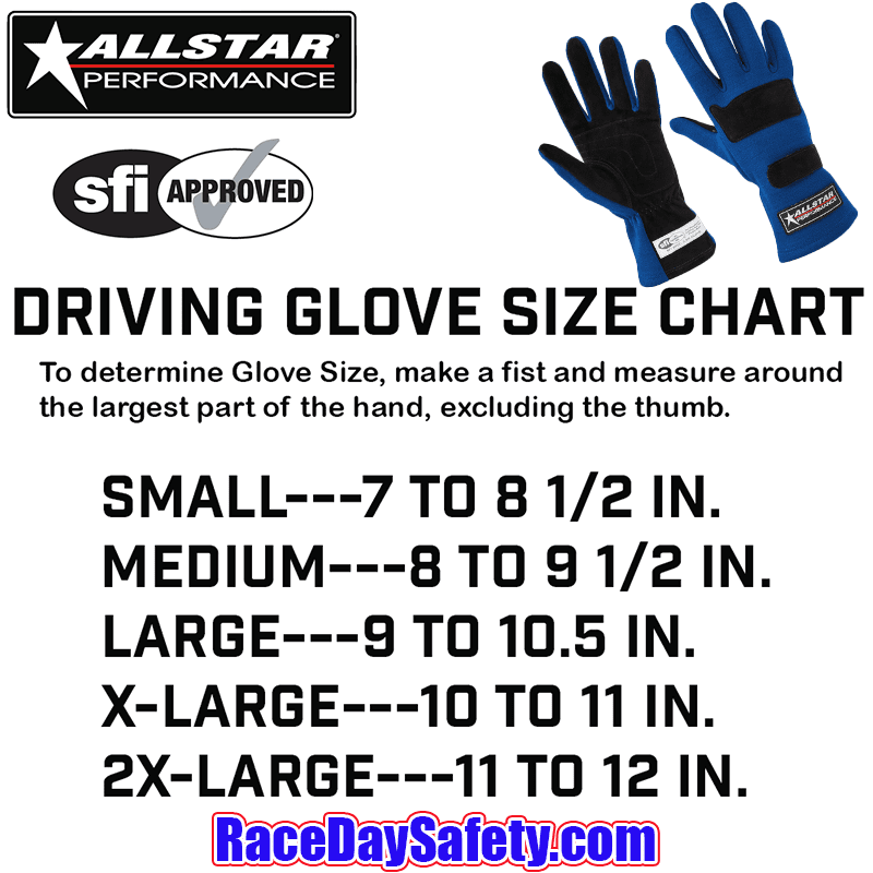 ALLSTAR Performance Driving Gloves SFI Double Layer Nomex Blue <br>SFI 3.3/5