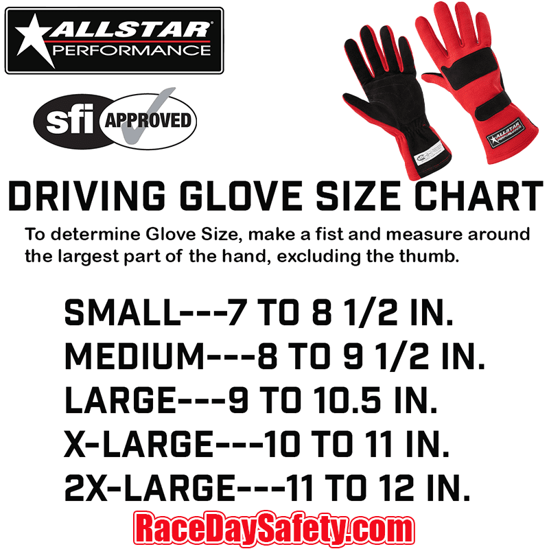 ALLSTAR Performance Driving Gloves Double Layer Nomex Red <br>SFI 3.3/5