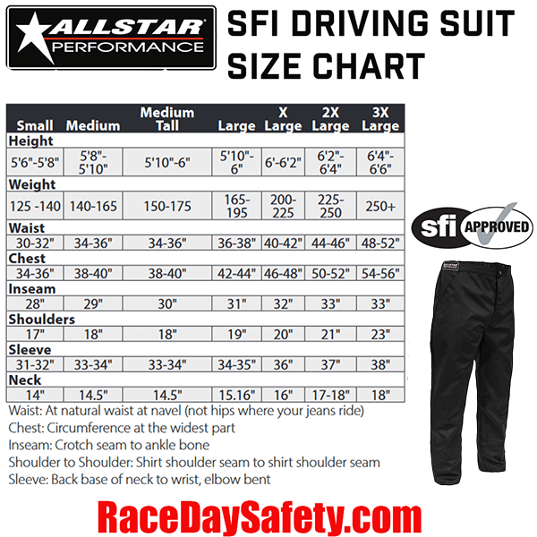ALLSTAR Performance Driving Pants Black <br>SFI 3.2A/5