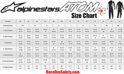 Alpinestars Atom Race Suit Black/Silver Size Chart