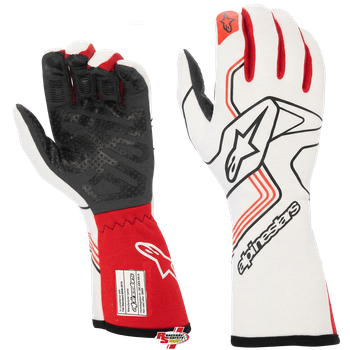 Alpinestars Tech-1 RACE V3 Gloves White/Red <br>FIA 8856-2018